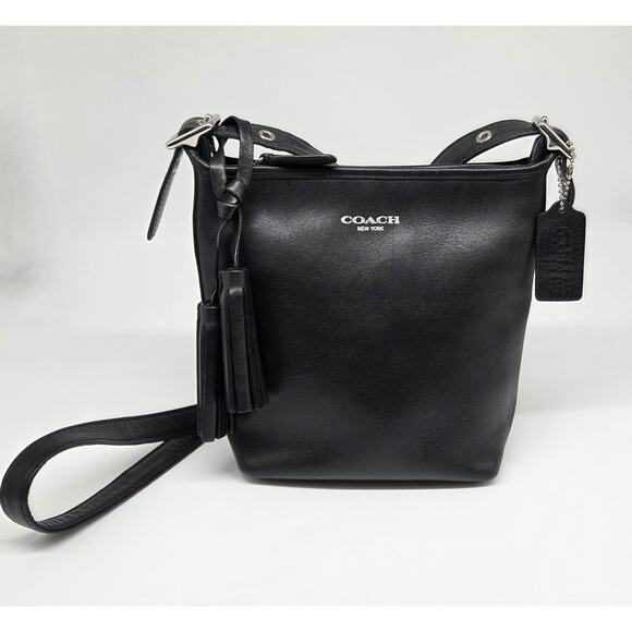 Coach 19901 Legacy Mini Duffle Crossbody Bag, Black Smooth Leather w/Tassels - Picture 1 of 15
